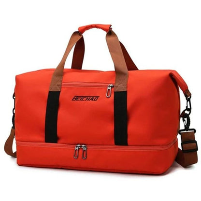 Water-Resistant Oxford Fabric Travel Bag 35L with Shoe Compartment and Shoulder Strap