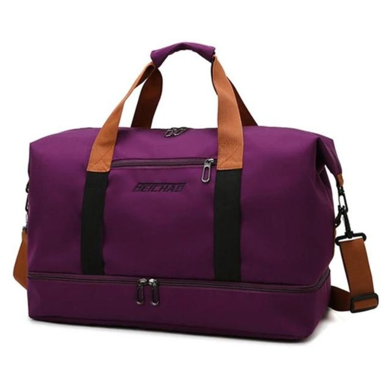 Water-Resistant Oxford Fabric Travel Bag 35L with Shoe Compartment and Shoulder Strap