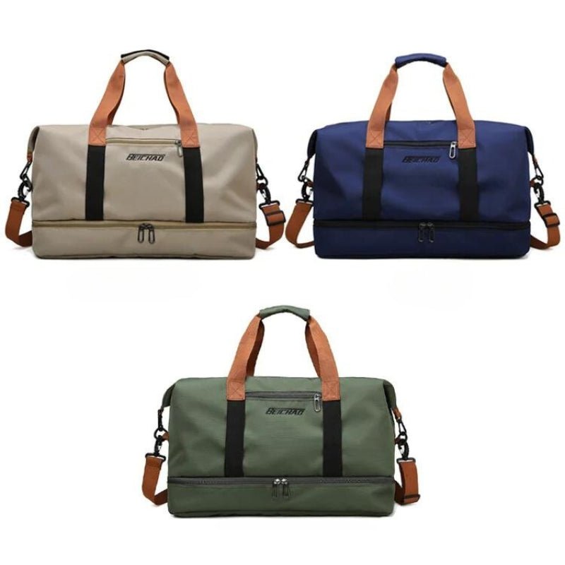 Water-Resistant Oxford Fabric Travel Bag 35L with Shoe Compartment and Shoulder Strap