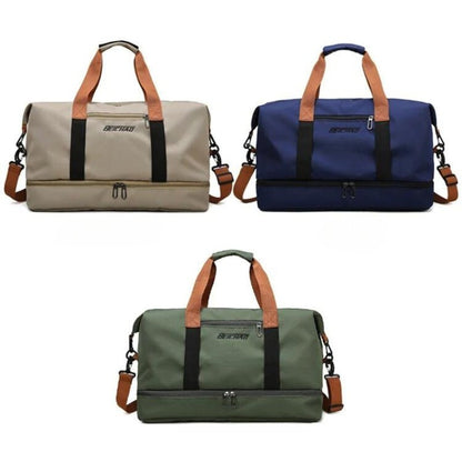 Water-Resistant Oxford Fabric Travel Bag 35L with Shoe Compartment and Shoulder Strap