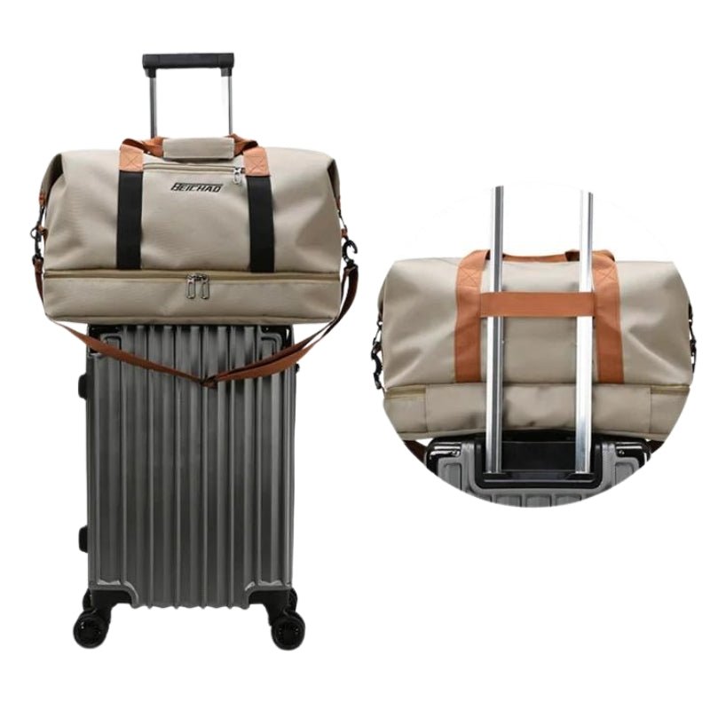 Water-Resistant Oxford Fabric Travel Bag 35L with Shoe Compartment and Shoulder Strap