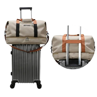Water-Resistant Oxford Fabric Travel Bag 35L with Shoe Compartment and Shoulder Strap