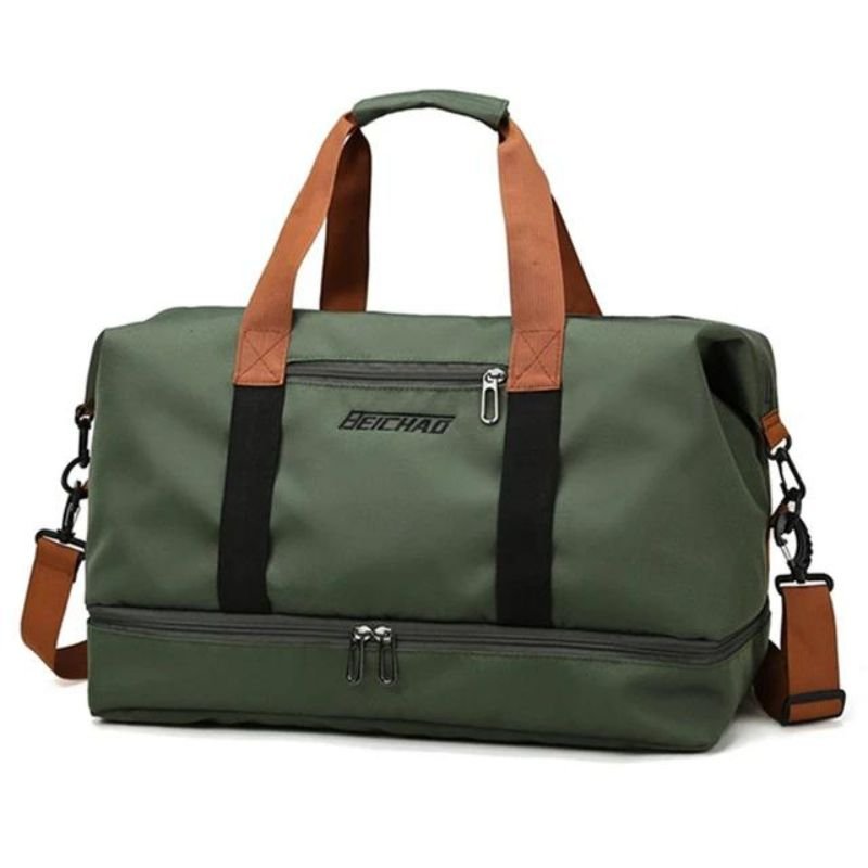 Water-Resistant Oxford Fabric Travel Bag 35L with Shoe Compartment and Shoulder Strap