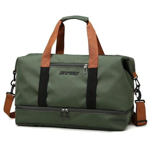 Water-Resistant Oxford Fabric Travel Bag 35L with Shoe Compartment and Shoulder Strap