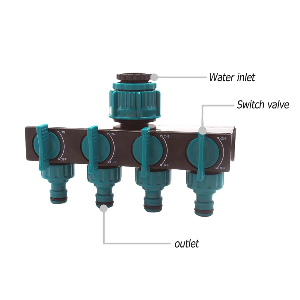 Garden Hose Water Splitter with 4-Way Outlet