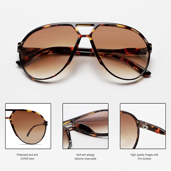Retro Oversized UV400 Aviator Sunglasses