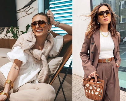 Retro Oversized UV400 Aviator Sunglasses