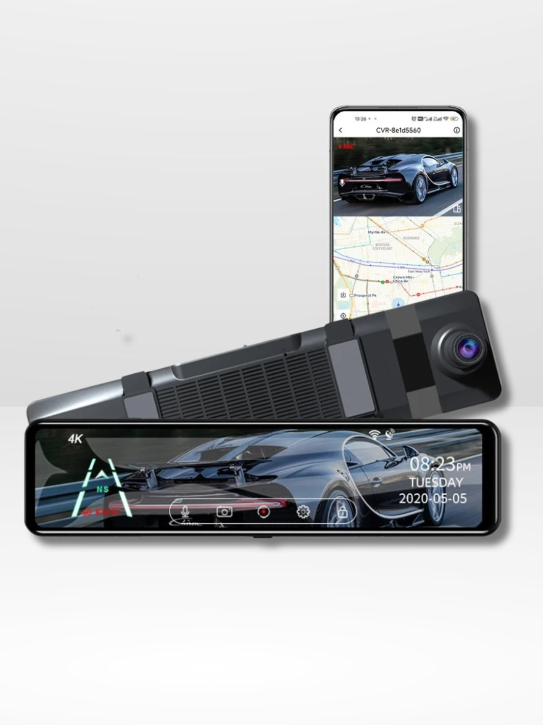 Rearview Mirror Camera 4K with GPS Navigation and Video Recording