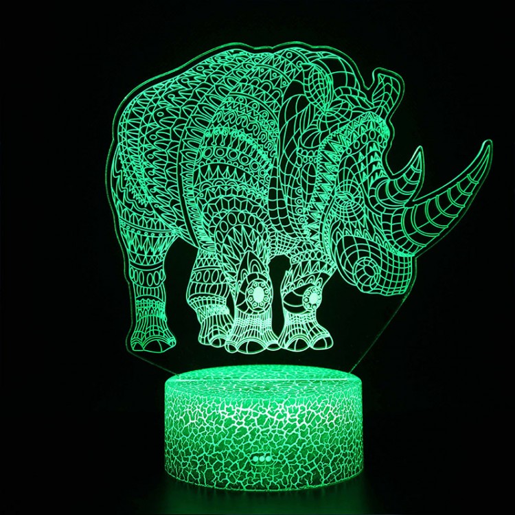 Majestic Rhinoceros 3D Lamp