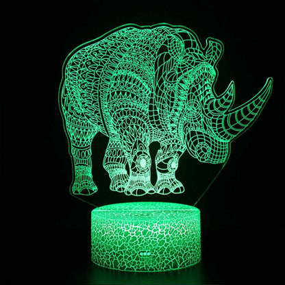 Majestic Rhinoceros 3D Lamp