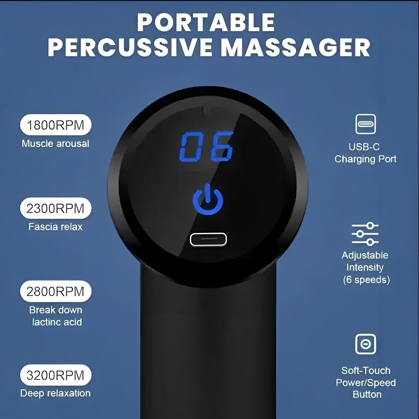 Massage Gun with Adjustable Speed for Muscle Relief