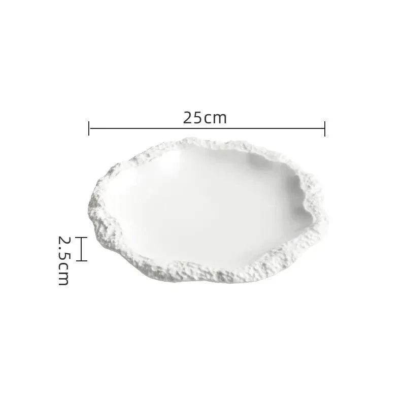 Rock Pattern Edged Ceramic Platter for Serving