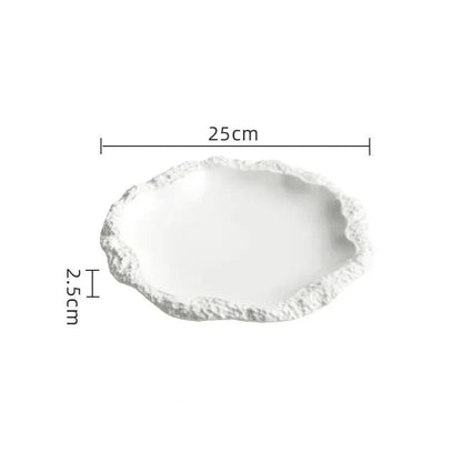 Rock Pattern Edged Ceramic Platter for Serving