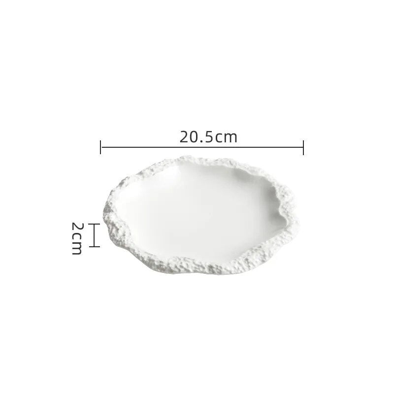 Rock Pattern Edged Ceramic Platter for Serving