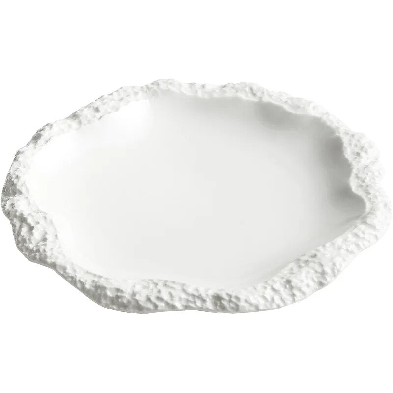 Rock Pattern Edged Ceramic Platter for Serving