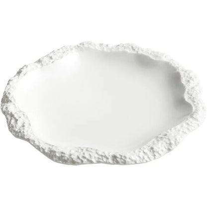 Rock Pattern Edged Ceramic Platter for Serving