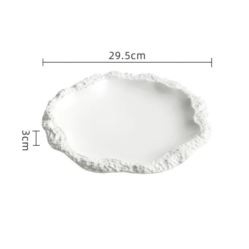 Rock Pattern Edged Ceramic Platter for Serving