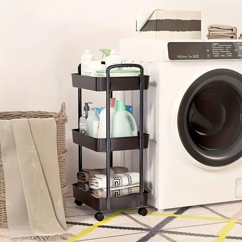 3-Tier Rolling Utility Cart on Wheels for Versatile Storage
