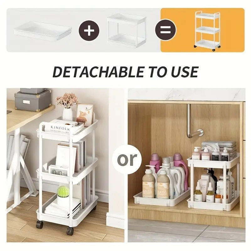 3-Tier Rolling Utility Cart on Wheels for Versatile Storage