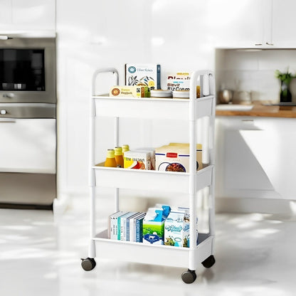3-Tier Rolling Utility Cart on Wheels for Versatile Storage