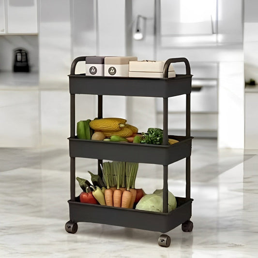3-Tier Rolling Utility Cart on Wheels for Versatile Storage