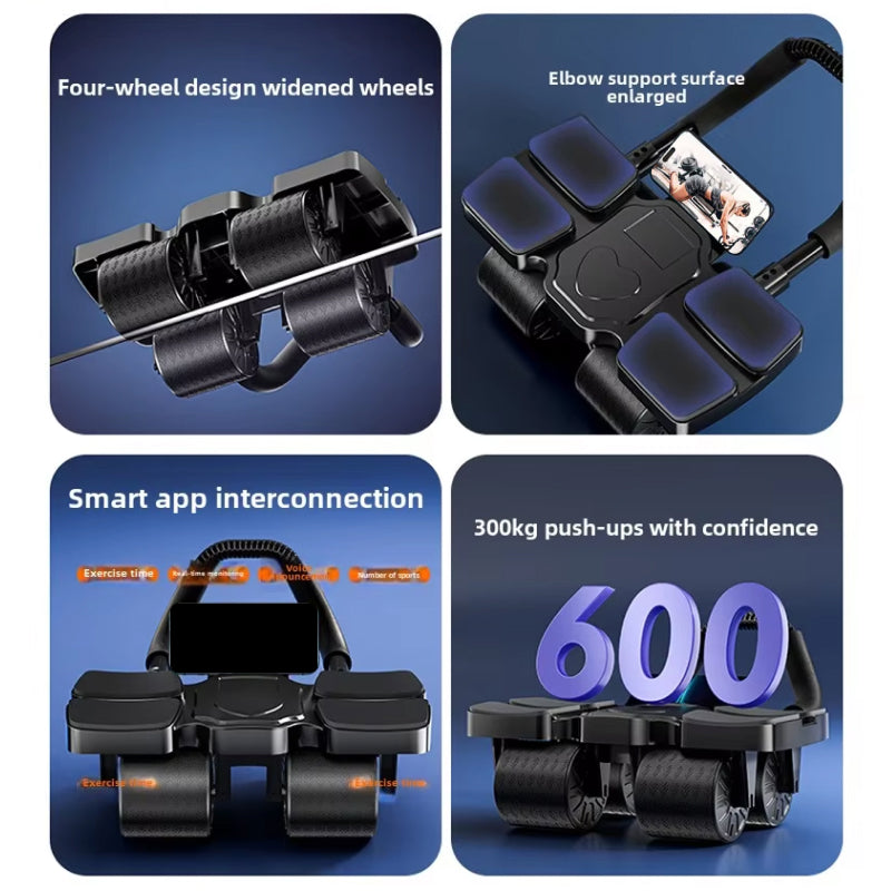 Smart AB Roller with App Tracking – 4-Wheel Design