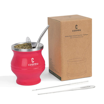Stainless Steel Yerba Mate Cup Set with Double-Wall Insulation and Straw