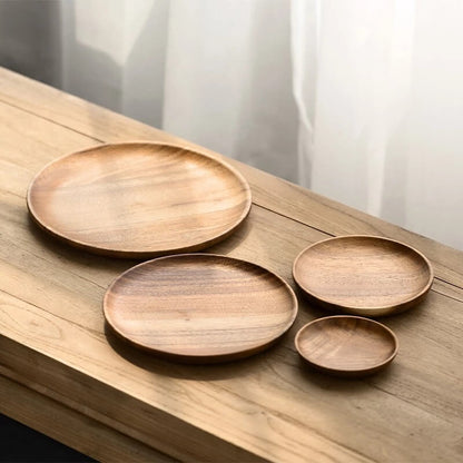 Serving Set of 4 Acacia Wood Plates