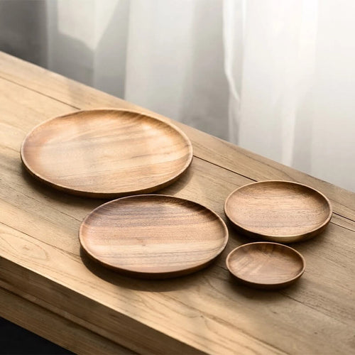 Serving Set of 4 Acacia Wood Plates