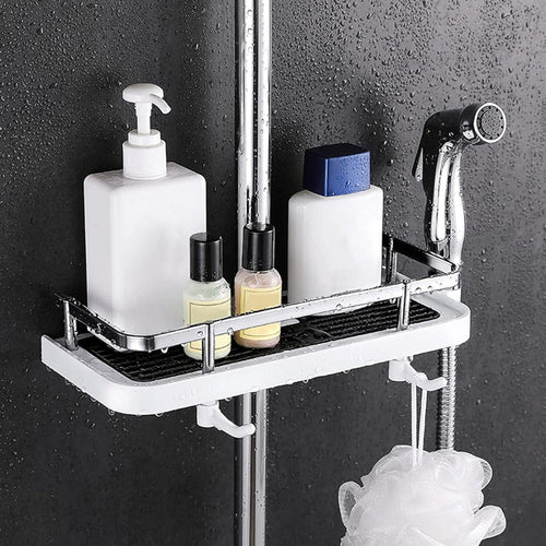 Shower Storage Organizer for Rail - No Drill Bathroom Shelf Caddy