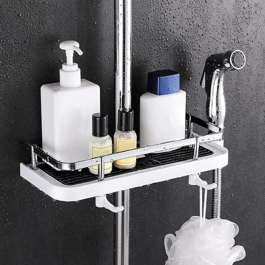 Shower Storage Organizer for Rail - No Drill Bathroom Shelf Caddy
