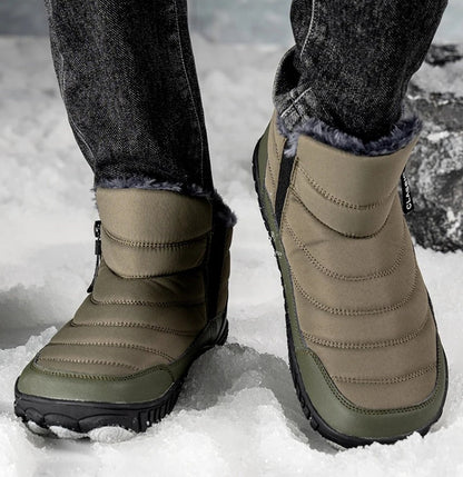 Waterproof Ankle Boots for Men - Warm Winter Snow Shoes with Grip Sole