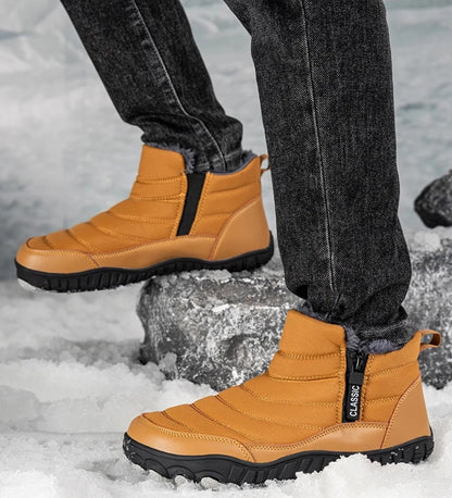 Waterproof Ankle Boots for Men - Warm Winter Snow Shoes with Grip Sole