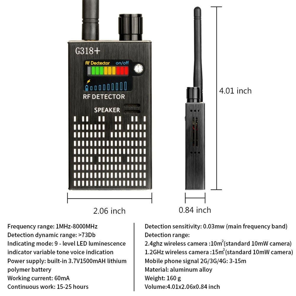 RF Signal and Camera Detector with Laser Function and Alarm – PrivacyGuard