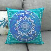 11 - Merry Christmas and Happy New Year Blue/Teal Pillow Case