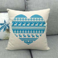 16 - Blue Heart with Deer and Christmas Tree