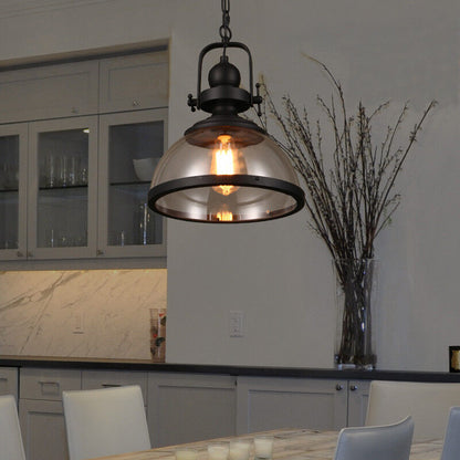 Industrial Retro Pendant Ceiling Light with Antique Glass and Iron Design