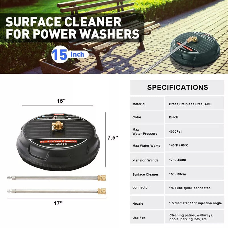 15-Inch Pressure Washer Surface Cleaner - Quick and Simple Assembly