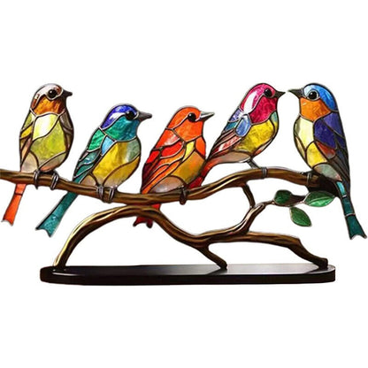 Double-Sided Multicolor Acrylic Ornaments with Birds on Branches