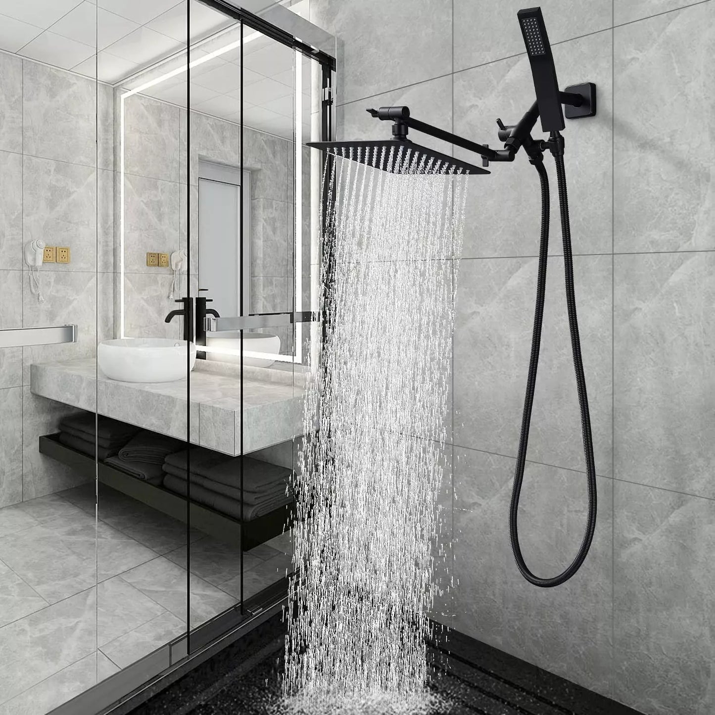 Cascading Rain Shower Head with 3-Way Diverter Switch – Luxury Design