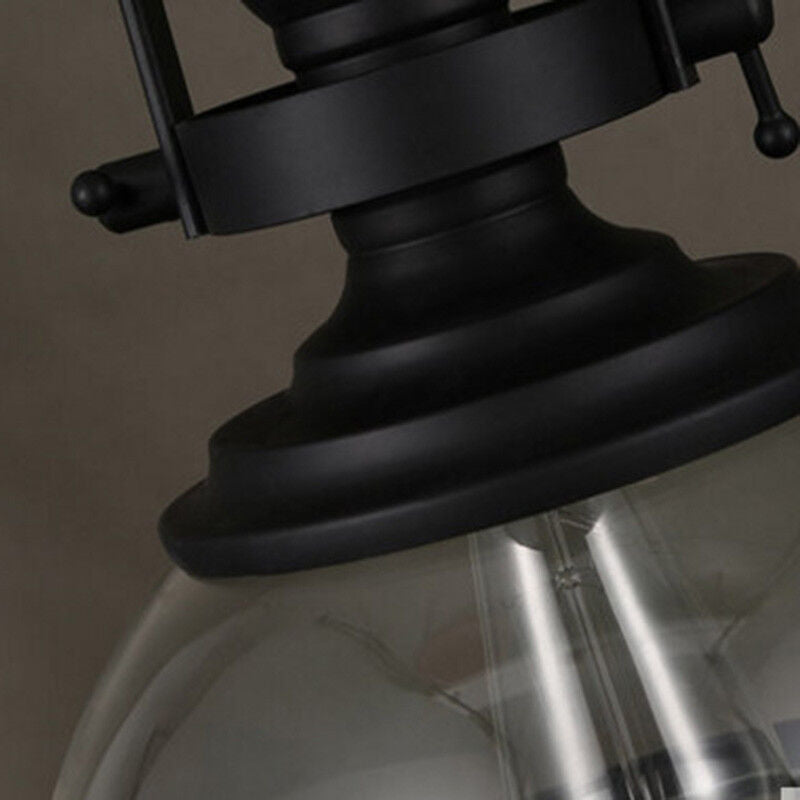 Industrial Retro Pendant Ceiling Light with Antique Glass and Iron Design