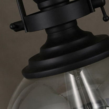 Industrial Retro Pendant Ceiling Light with Antique Glass and Iron Design