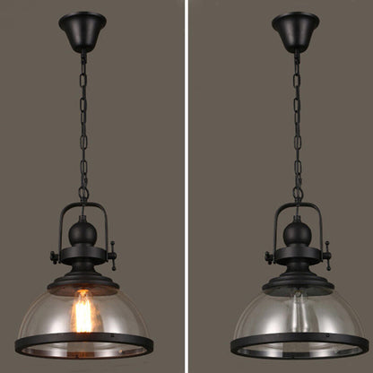 Industrial Retro Pendant Ceiling Light with Antique Glass and Iron Design