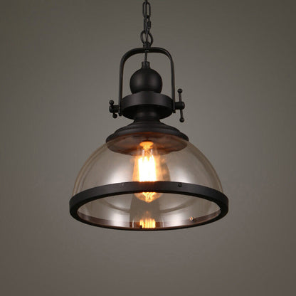 Industrial Retro Pendant Ceiling Light with Antique Glass and Iron Design