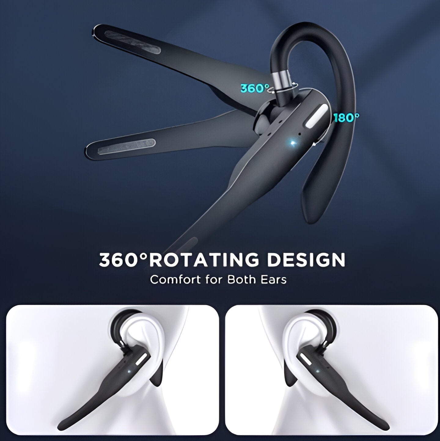 Noise Cancelling Bluetooth Earpiece with Dual Microphones – Wireless Headset
