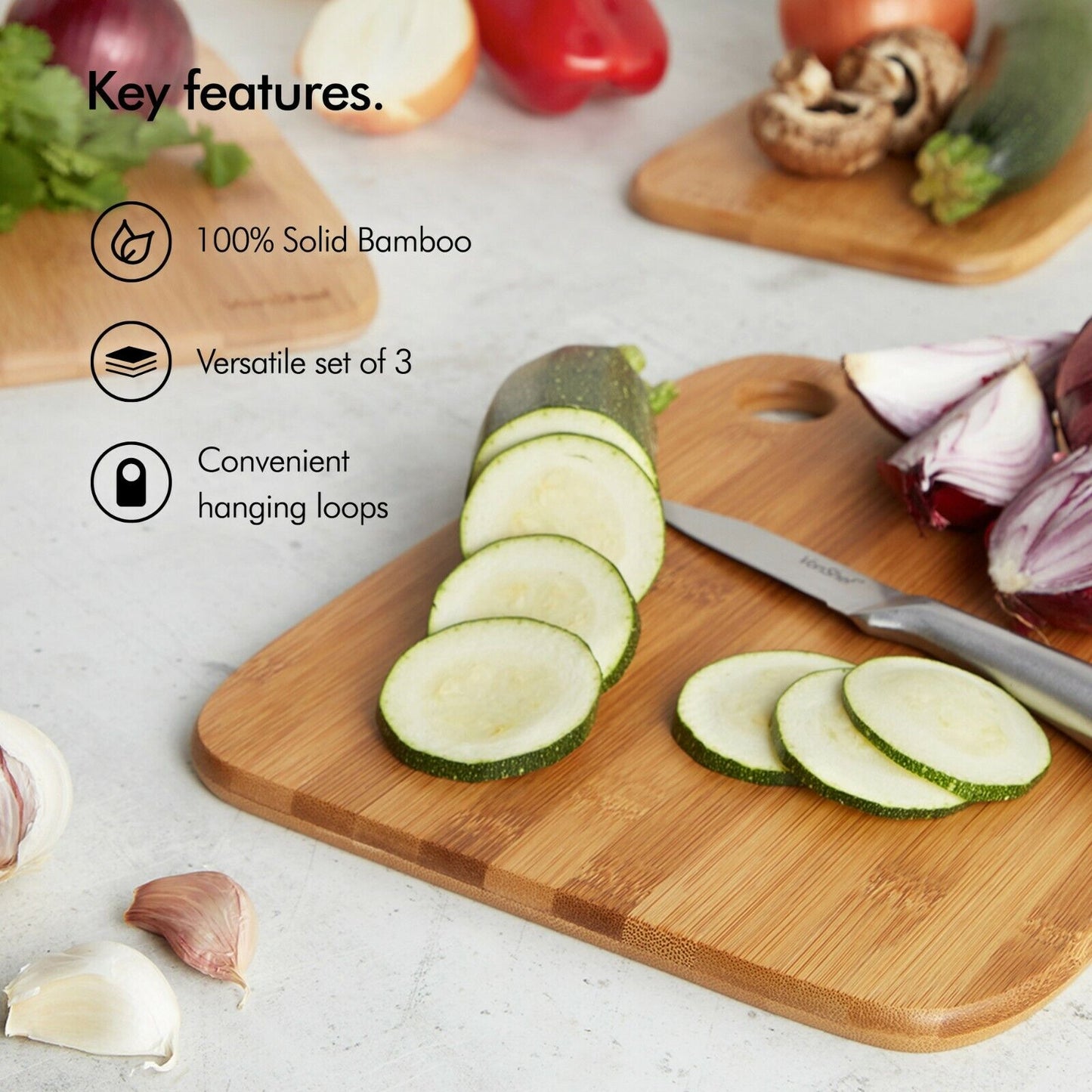Bamboo Cutting Board Set – 3-Piece Eco-Friendly Kitchen Boards
