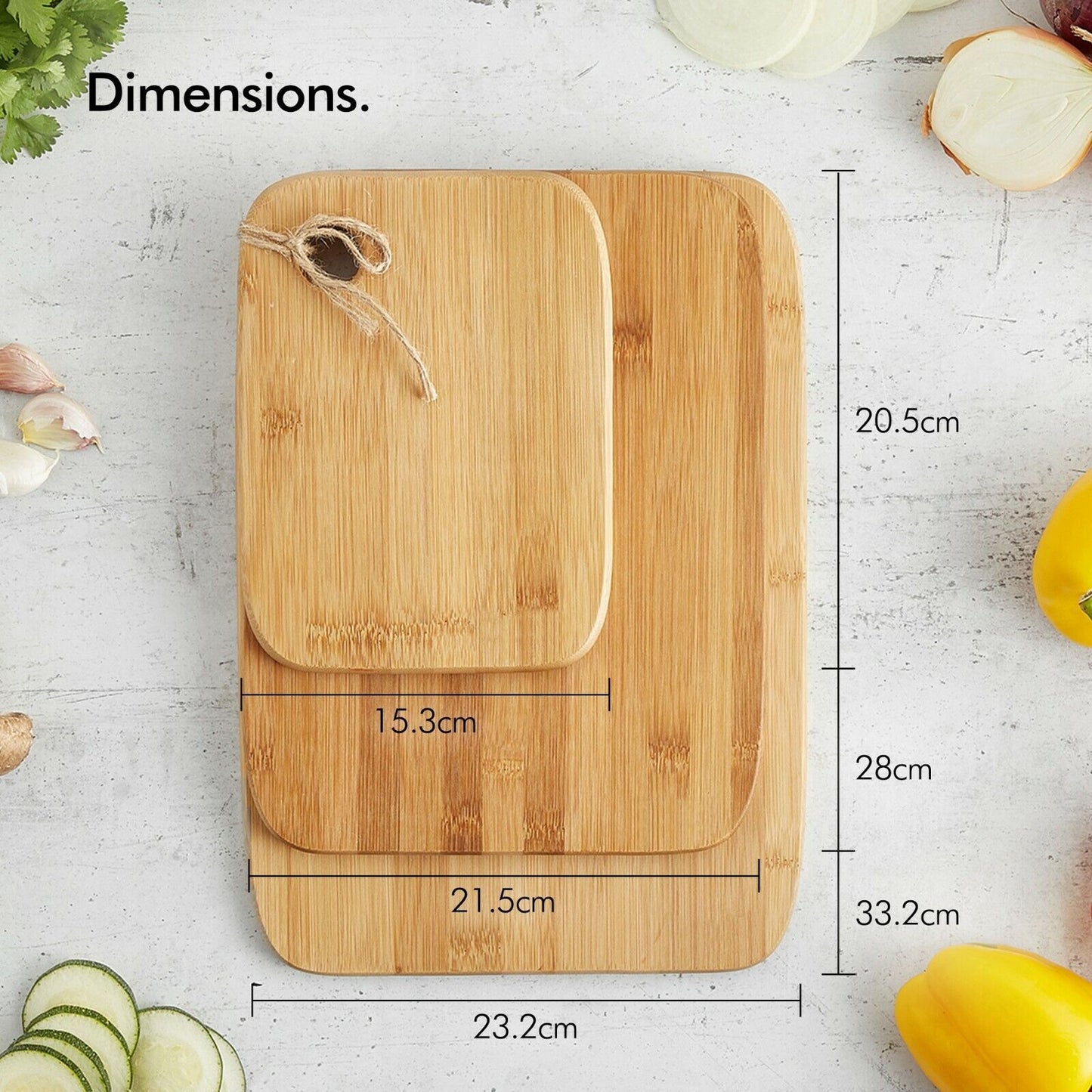 Bamboo Cutting Board Set – 3-Piece Eco-Friendly Kitchen Boards