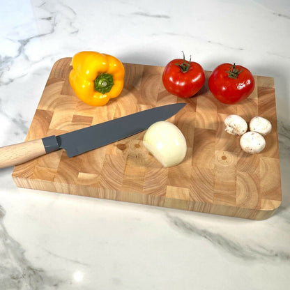 Solid Wooden Cutting Board with Juice Groove and Non-slip Surface