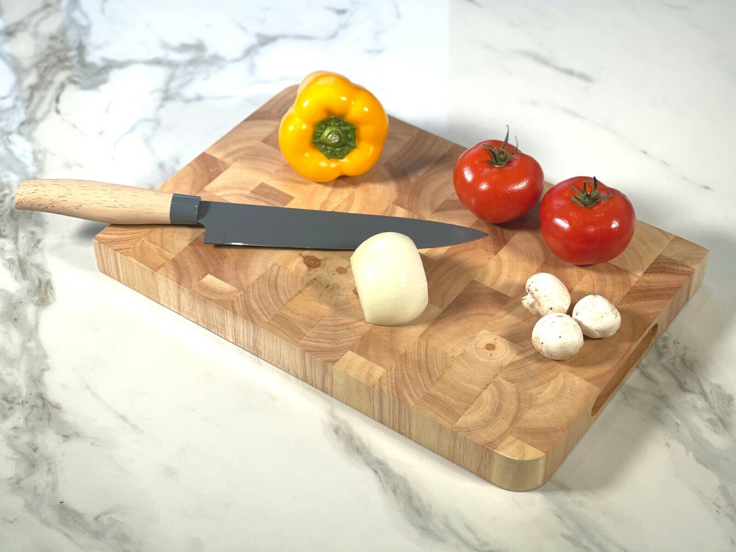 Solid Wooden Cutting Board with Juice Groove and Non-slip Surface