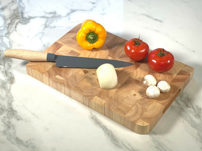 Solid Wooden Cutting Board with Juice Groove and Non-slip Surface